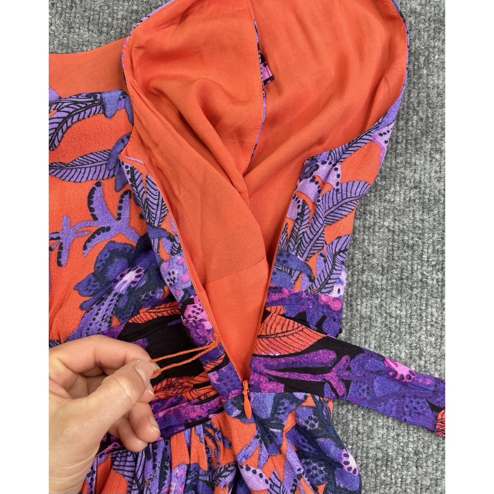 Maeve Maxi Dress Women's 0 Floral Paisley V-Neck Sleeveless Tie Waist - Picture 6 of 8